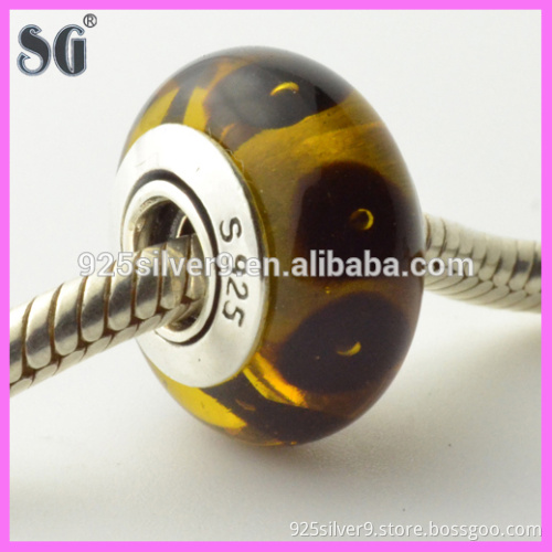 top new 2015 transparent glass stone fashion charm S925 silver china glass beads for bracelets and necklaces